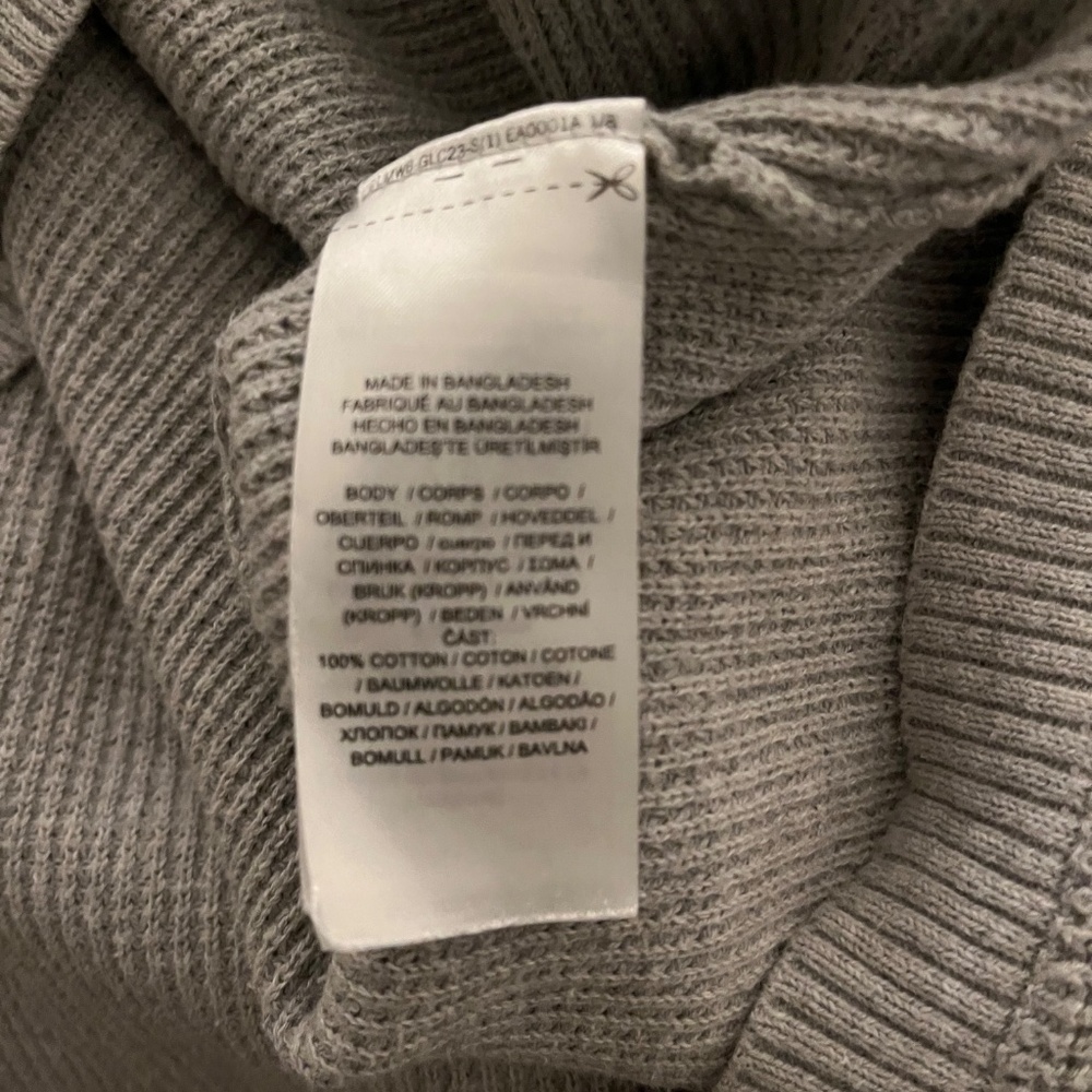 LAUREN RALPH LAUREN 100% Cotton Gray Waffle Knit Cowl Neck Sweater, Size Large - Picture 7 of 7